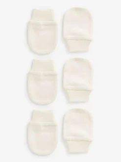 Next 100% Cotton Baby Scratch Mitts 3 Pack Cream Online