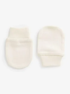 Next 100% Cotton Baby Scratch Mitts 3 Pack Cream Online