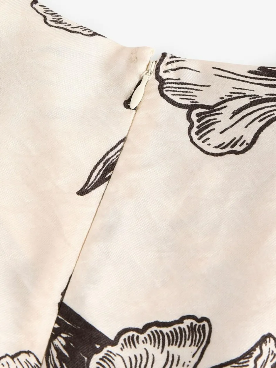 Next Sleeveless Column A-Line Maxi Dress Cream and Black Floral Print Sale