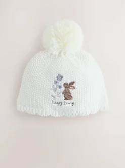 Next Cream Baby Embroidered Bunny Character Hat (0mths-2yrs) New