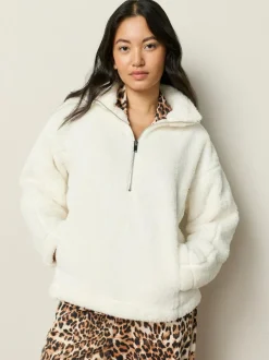 Next Cream Borg Half Zip Fleece Best