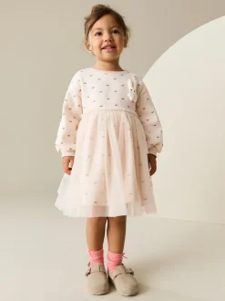 Next Cream Bunny Mesh Skirt Sweat Dress (3mths-7yrs) Sale
