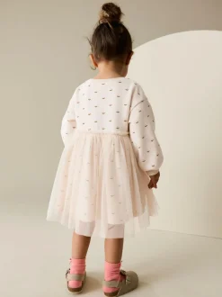 Next Cream Bunny Mesh Skirt Sweat Dress (3mths-7yrs) Sale