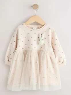 Next Cream Bunny Mesh Skirt Sweat Dress (3mths-7yrs) Sale