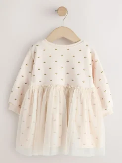Next Cream Bunny Mesh Skirt Sweat Dress (3mths-7yrs) Sale