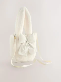 Next Cream Cream Fur Bucket Bag Outlet