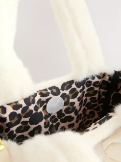 Next Cream Cream Fur Bucket Bag Outlet
