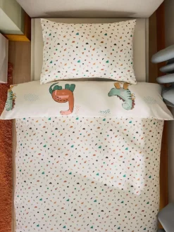 Next Duvet Cover and Pillowcase Set Cream Dinosaur Supersoft Brushed Cotton Clearance