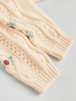 Next Baby Knitted Cardigan and Leggings 2 Piece Set (0mths-3yrs) Cream Embroidered New