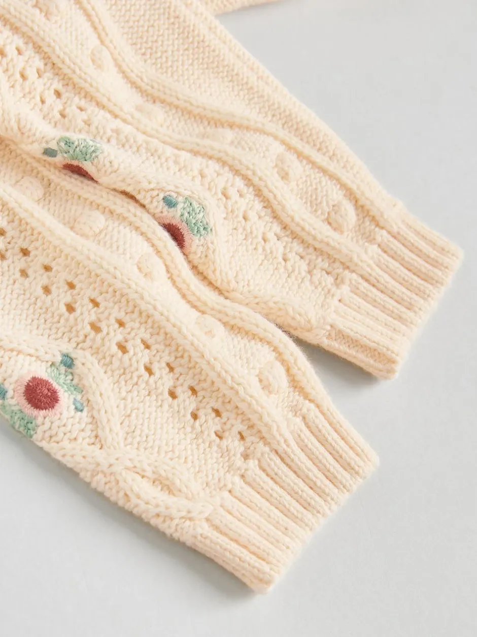 Next Baby Knitted Cardigan and Leggings 2 Piece Set (0mths-3yrs) Cream Embroidered New