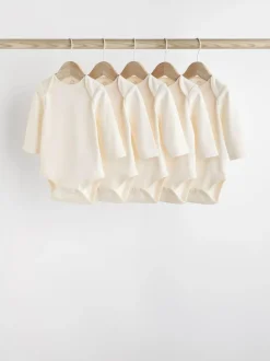 Next Cream Essential Baby Long Sleeve Bodysuits 5 Pack Outlet