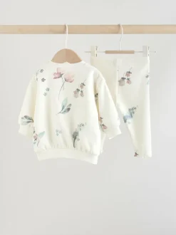 Next Baby Sweater and Joggers Set 2 Piece (0mths-2yrs) Cream Floral Hot