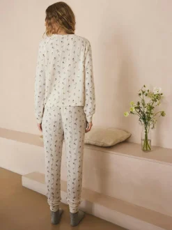 Next Cream Floral Cosy Waffle Long Sleeve Pyjamas Best
