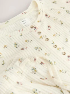 Next Cream Floral Cosy Waffle Long Sleeve Pyjamas Best