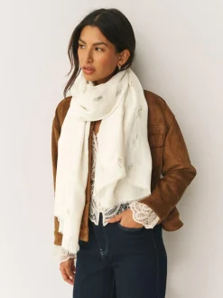 Next Cream Foil Print Lightweight Scarf Best