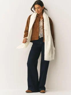 Next Cream Foil Print Lightweight Scarf Best