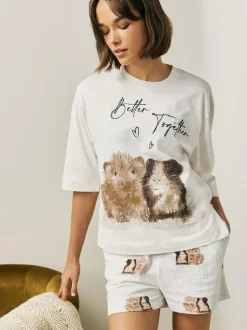 Next Cream Guinea Pig Short Pyjamas Set