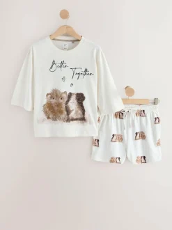 Next Cream Guinea Pig Short Pyjamas Set