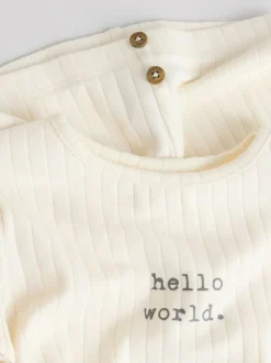 Next Hello World Top and Leggings Baby Set (0-18mths) Cream Outlet