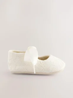 Next Cream Lace Baby Tie Front Occasion Shoes (0-24mths) Outlet