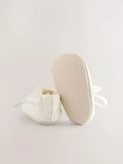 Next Cream Lace Baby Tie Front Occasion Shoes (0-24mths) Outlet