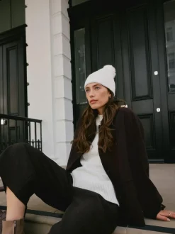 Next N. Premium 100% Cashmere Knitted Pom Hat Cream Sale