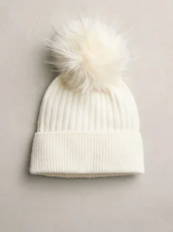 Next N. Premium 100% Cashmere Knitted Pom Hat Cream Sale