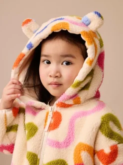 Next Zip Through Fleece (3mths-7yrs) Cream Rainbow Squiggle Outlet