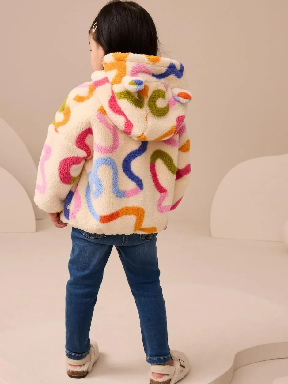 Next Zip Through Fleece (3mths-7yrs) Cream Rainbow Squiggle Outlet