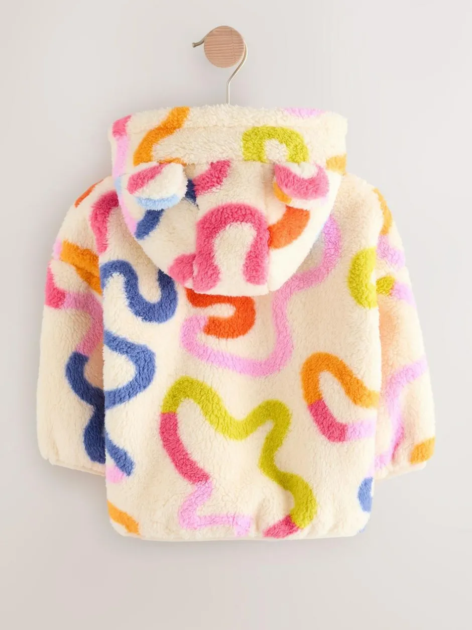 Next Zip Through Fleece (3mths-7yrs) Cream Rainbow Squiggle Outlet
