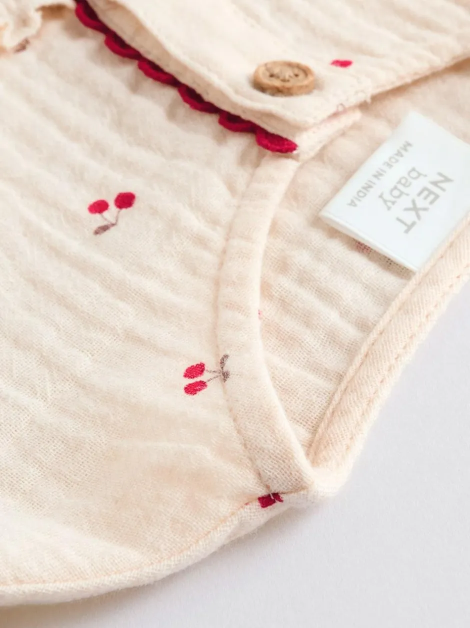 Next Baby Woven Long Sleeve Tops and Trousers 2 Piece Set (0mths-2yrs) Cream/ Red Cherry Outlet