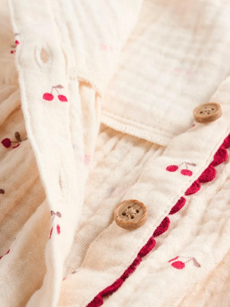 Next Baby Woven Long Sleeve Tops and Trousers 2 Piece Set (0mths-2yrs) Cream/ Red Cherry Outlet