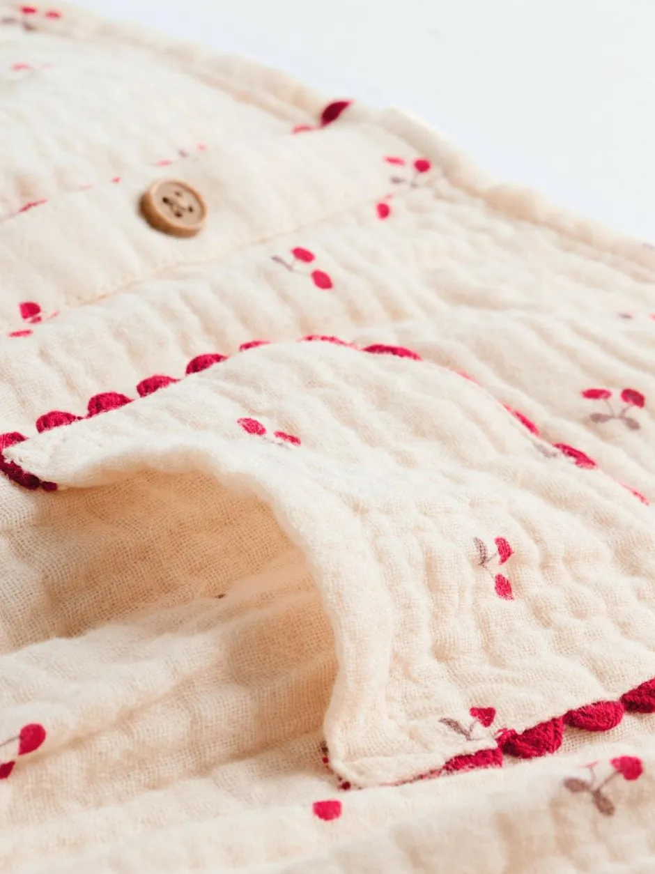 Next Baby Woven Long Sleeve Tops and Trousers 2 Piece Set (0mths-2yrs) Cream/ Red Cherry Outlet