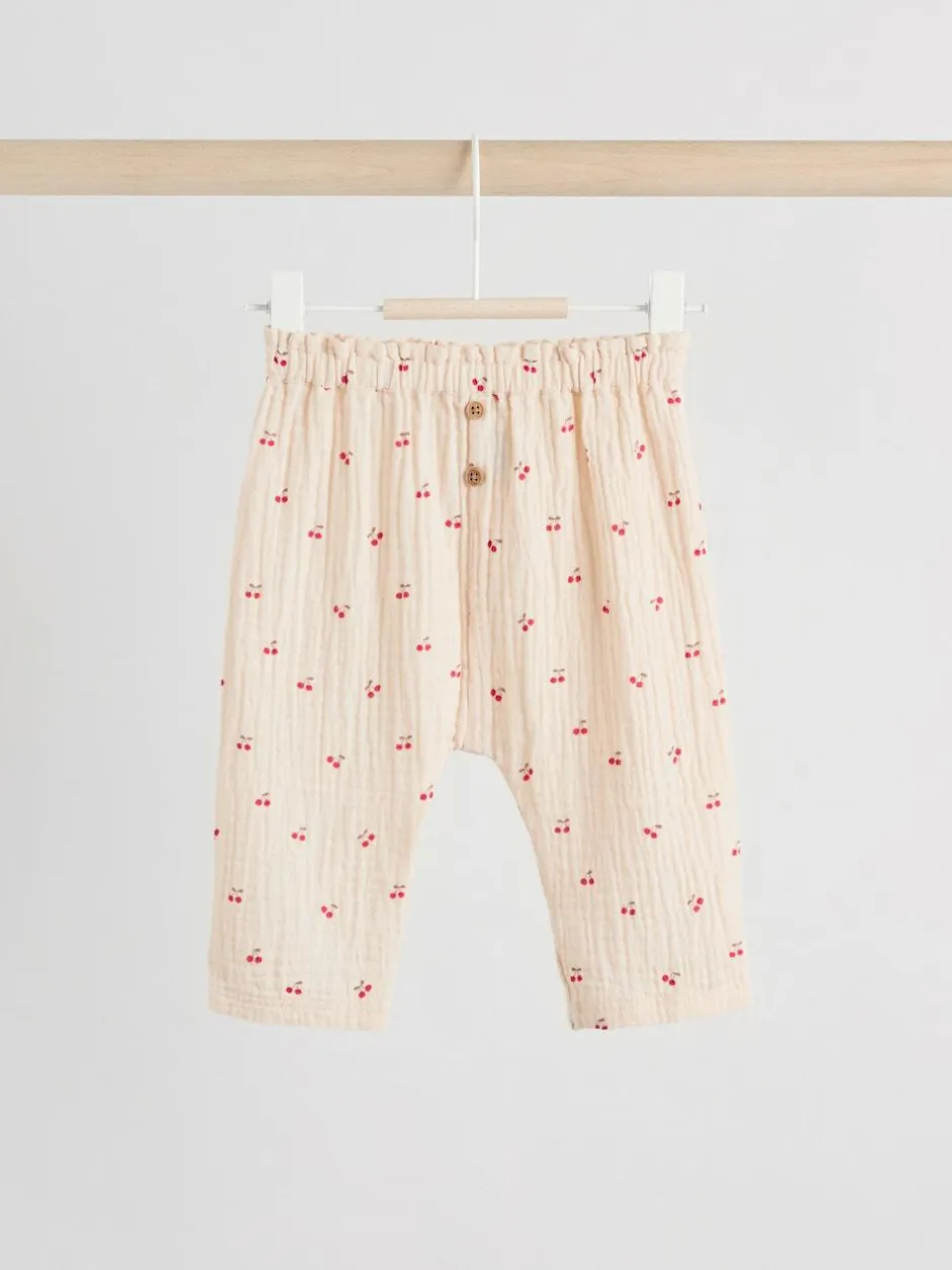 Next Baby Woven Long Sleeve Tops and Trousers 2 Piece Set (0mths-2yrs) Cream/ Red Cherry Outlet
