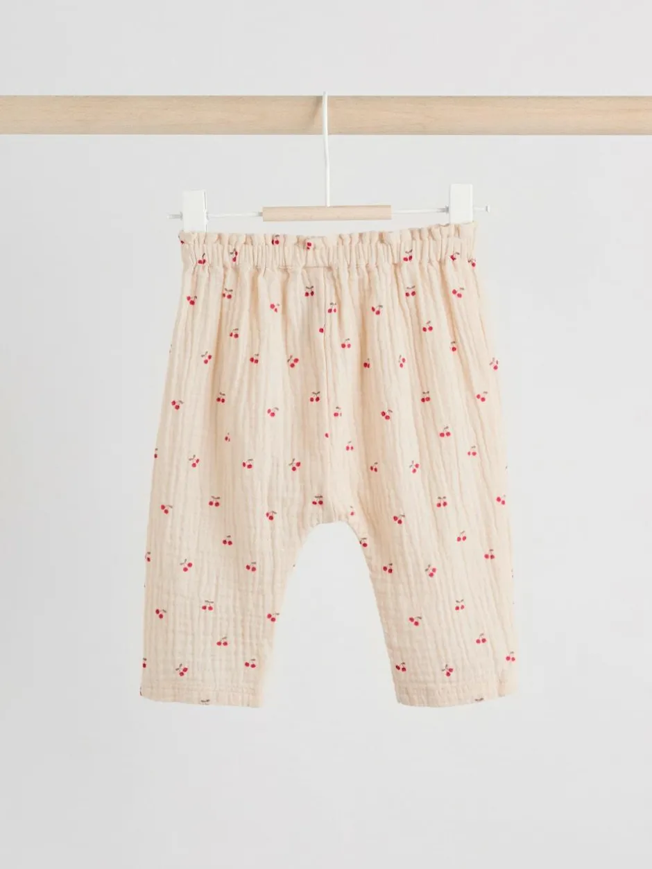 Next Baby Woven Long Sleeve Tops and Trousers 2 Piece Set (0mths-2yrs) Cream/ Red Cherry Outlet