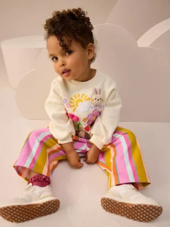 Next Cream Stripe Padded Characters Sweatshirt and Barrel Leg Joggers Set (3mths-7yrs) Discount