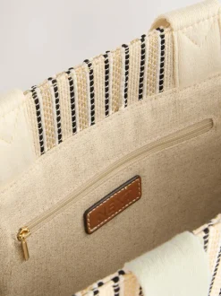 Next Cream Structured Canvas Shoulder Bag Best