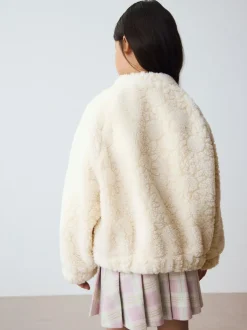 Next Cream Sunflower Borg Jacket (3-16yrs) Online