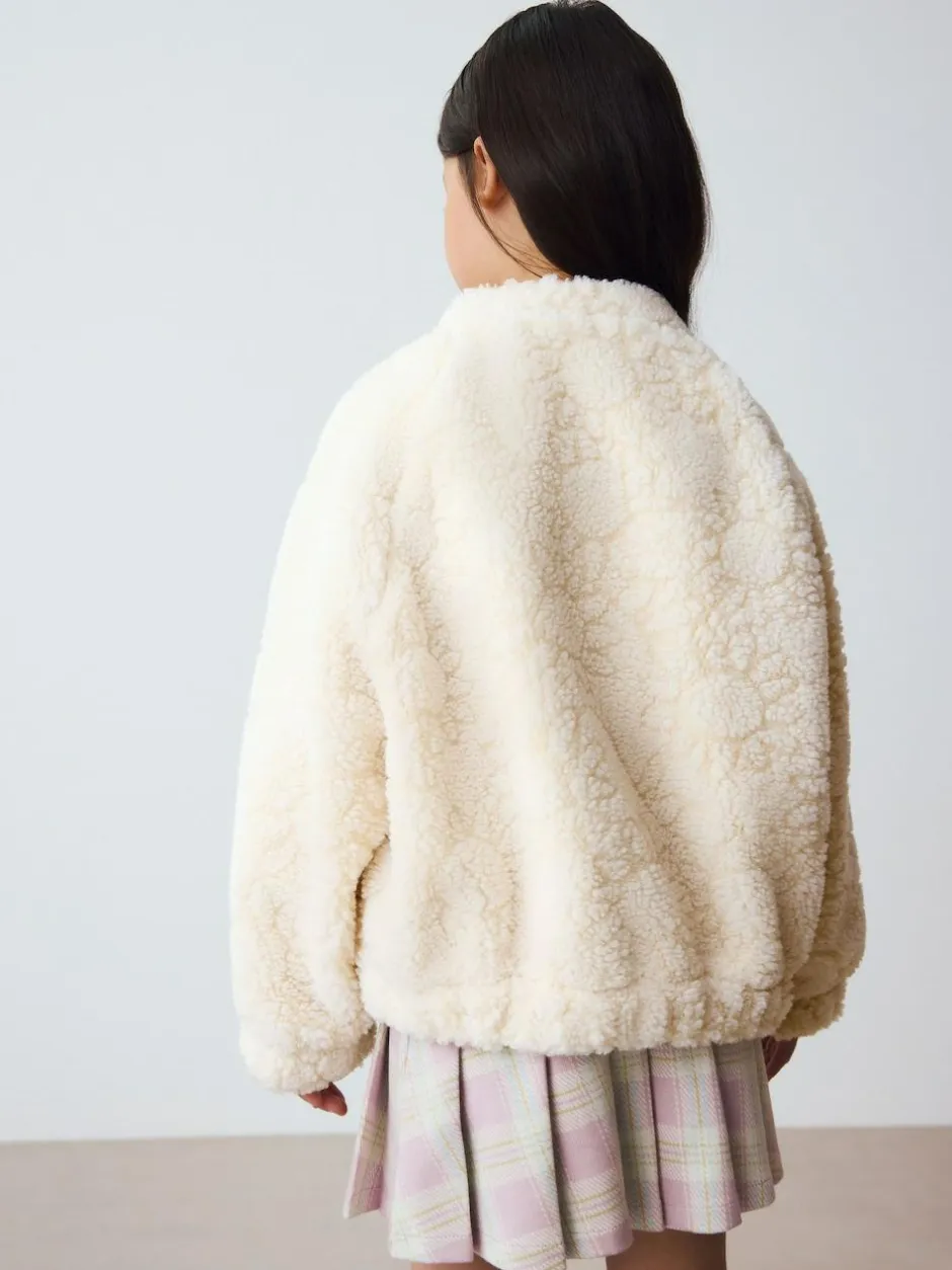 Next Cream Sunflower Borg Jacket (3-16yrs) Online