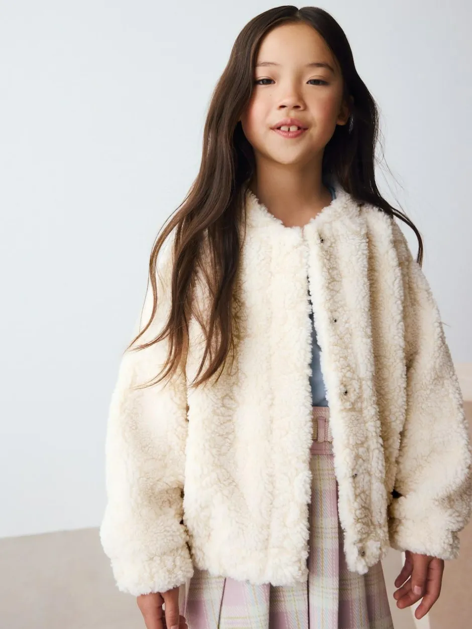 Next Cream Sunflower Borg Jacket (3-16yrs) Online