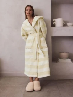 Next Cream Textured Stripe Dressing Gown Outlet