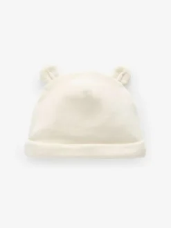 Next Cream Velour Baby Beanie Hats 2 Pack (0-12mths) Clearance