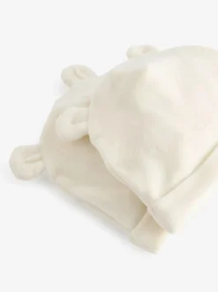 Next Cream Velour Baby Beanie Hats 2 Pack (0-12mths) Clearance