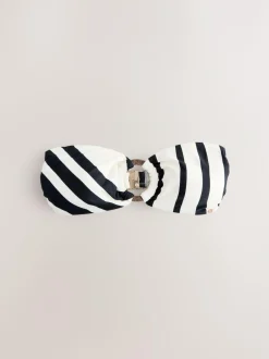 Next Cream/Black Stripe Hardware Bandeau Bikini Top Clearance