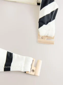 Next Cream/Black Stripe Hardware Bandeau Bikini Top Clearance