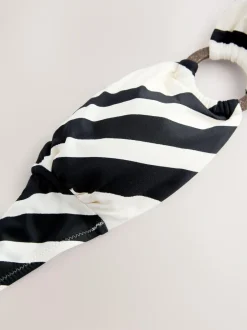 Next Cream/Black Stripe Hardware Bandeau Bikini Top Clearance