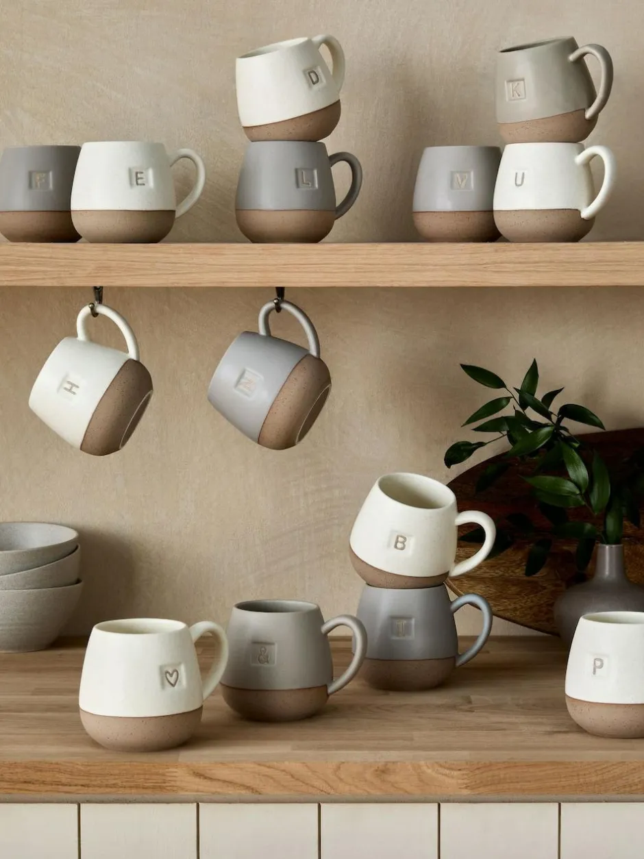 Next Cream/Grey Alphabet Speckle Glazed Mug Hot