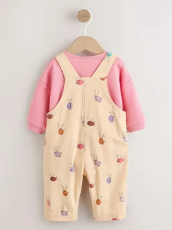Next Baby Dungaree and Bodysuit Two Piece Set (0mths-3yrs) Cream/Pink Rabbit Online