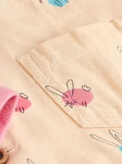 Next Baby Dungaree and Bodysuit Two Piece Set (0mths-3yrs) Cream/Pink Rabbit Online