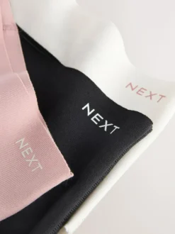 Next High Waist High Leg Cotton Rich No VPL Knickers 3 Pack Cream/Pink/Black